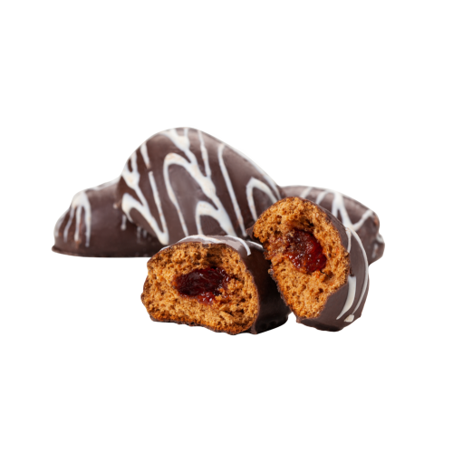 Пряник заварной Чёрный принц в глазури с вишнёвой начинкой Сладкая Долина